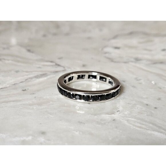 Sterling Silver Infinity Band With 24 Black Sapphires - Picture 4 of 12